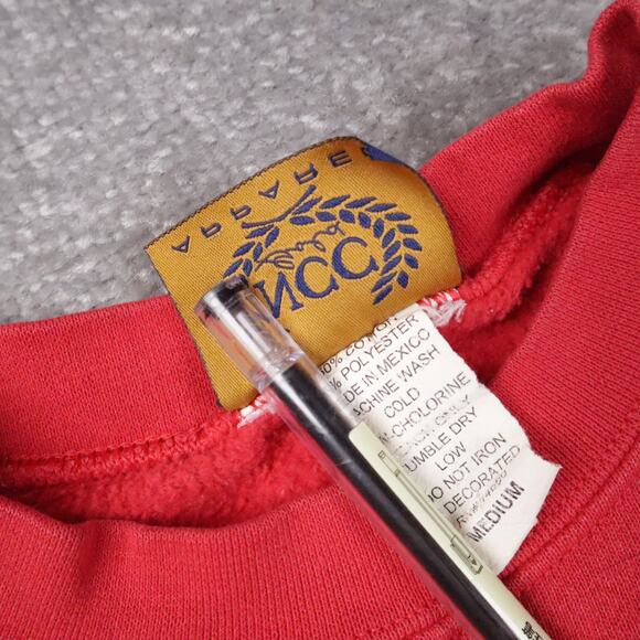 Vintage USA Flag Embroidered Medium Red Long Sleeve Pullover Sweatshirt - Picture 6 of 11